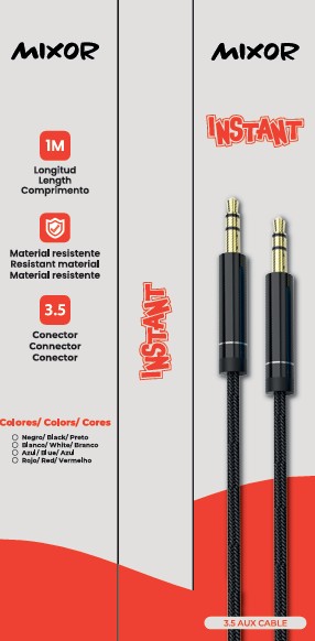 AUX CABLE 3,5 MODM-B01 - INSTANTE - MIXOR - BLUE