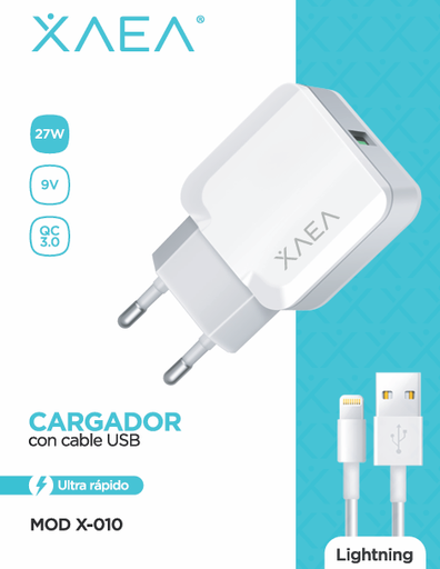 [CAREX04010010] CARGADOR RED X-010 CABLE IP - XAEA BLANCO