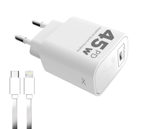[CARX04B040115] WALL CHARGER MODX-B04 SUPREME - PD + CABLE TYPE C A LIGHTNING - XAEA - WHITE